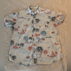 Billabong Casual Full Button Collared Red, Whte, and Yew Shirt